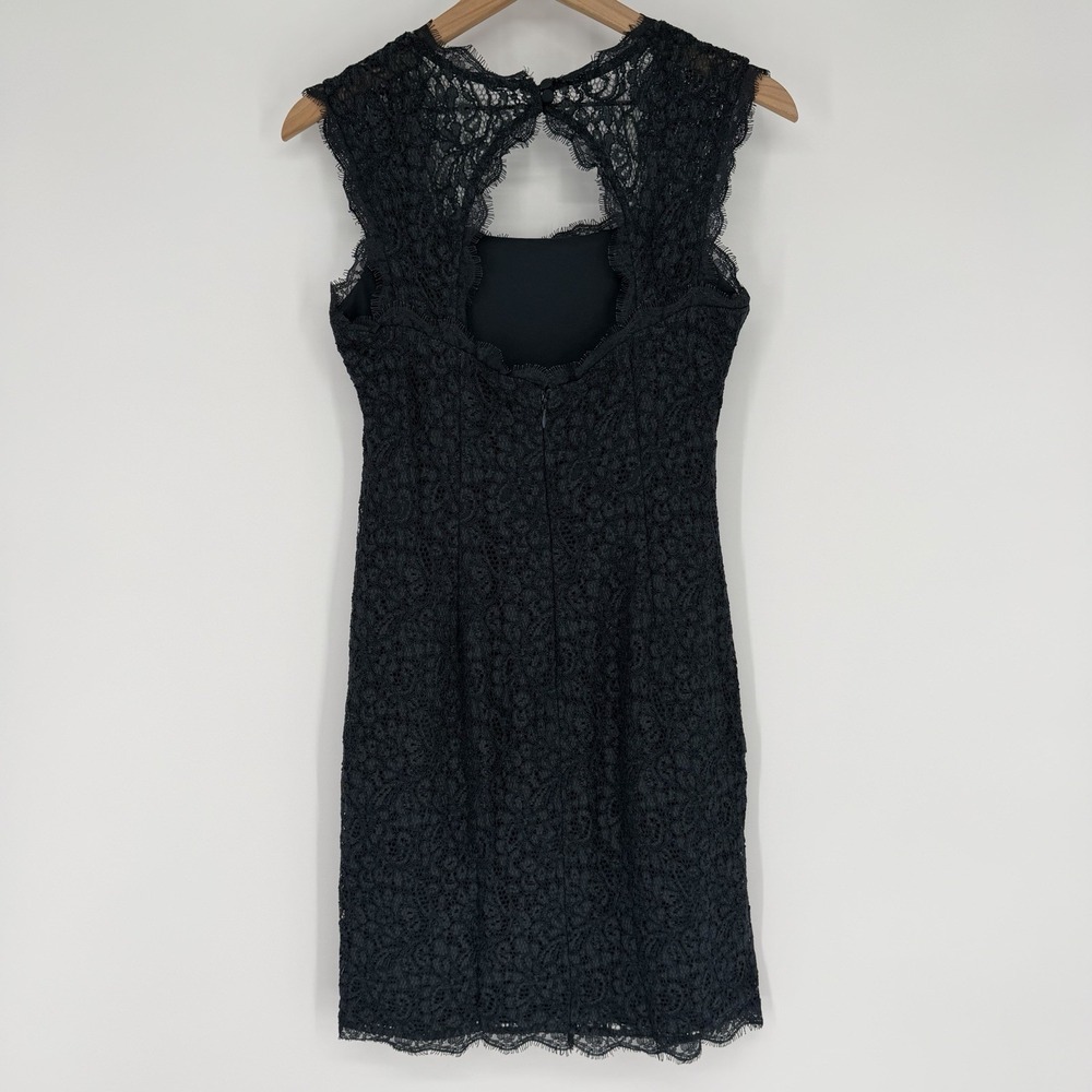 Adrianna Papell Floral Lace Sheath Dress Size 8 Black Cocktail Formal Keyhole - Picture 6 of 10